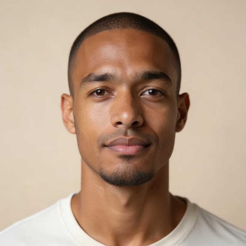 Buzz cut on curly hair — before and after example preview — after