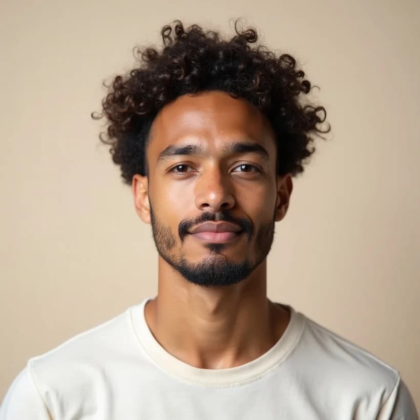 Buzz cut on curly hair — before and after example preview — before
