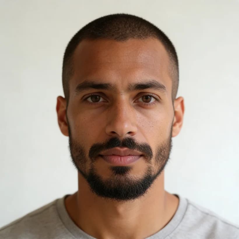 Buzz cut on a square face — before and after example preview — after