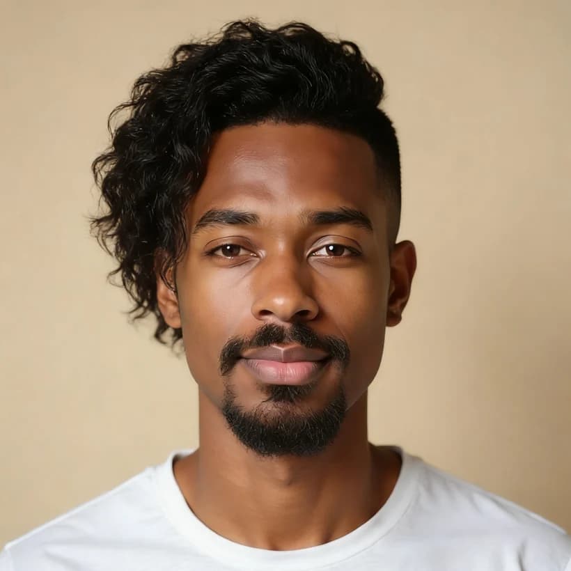 Low taper fade on curly hair — before and after example preview — after