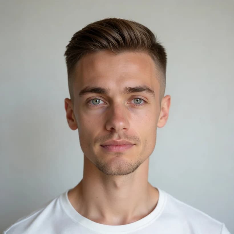 Mid taper fade on straight hair — before and after example preview — after