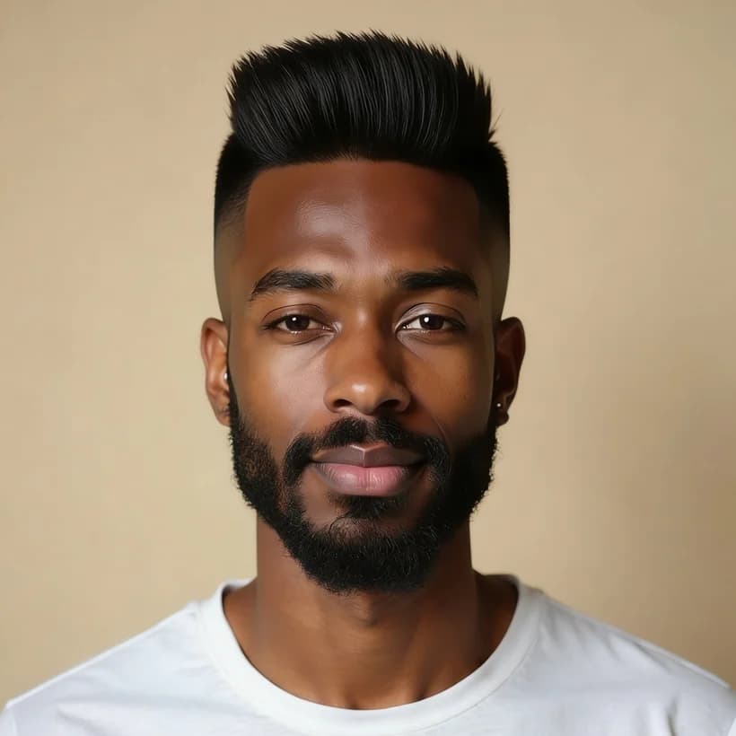 Skin fade on a square face — before and after example preview — after